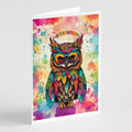 Hippie Animal Owl Greeting Cards Pack of 8 Blank Cards with Envelopes Whimsical A7 Size 5x7