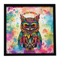 Hippie Animal Owl Framed Metal Print Bathroom, Kitchen, Office, Home Decor Wall Art Ready to Hang, Square, 8X8