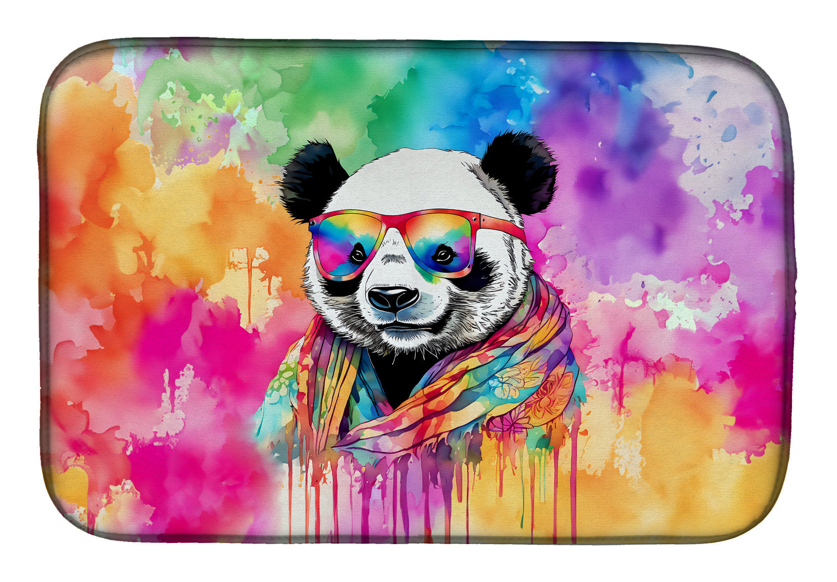 Hippie Animal Panda Dish Drying Mat Absorbent Dish Drying Mat Pad for Kitchen Counter Dish Drainer Mat for Countertop, 14 x 21", Multicolor