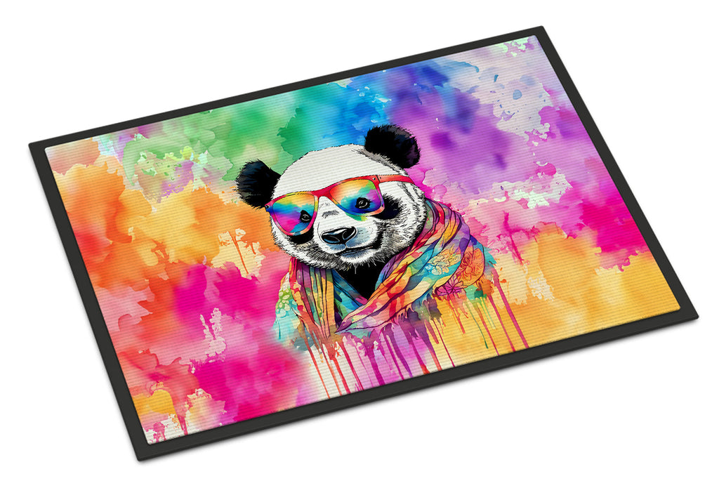 Hippie Animal Panda Doormat Indoor Outdoor 18H X 27W Front Door Mat Rugs for Entryway, Non Slip Washable