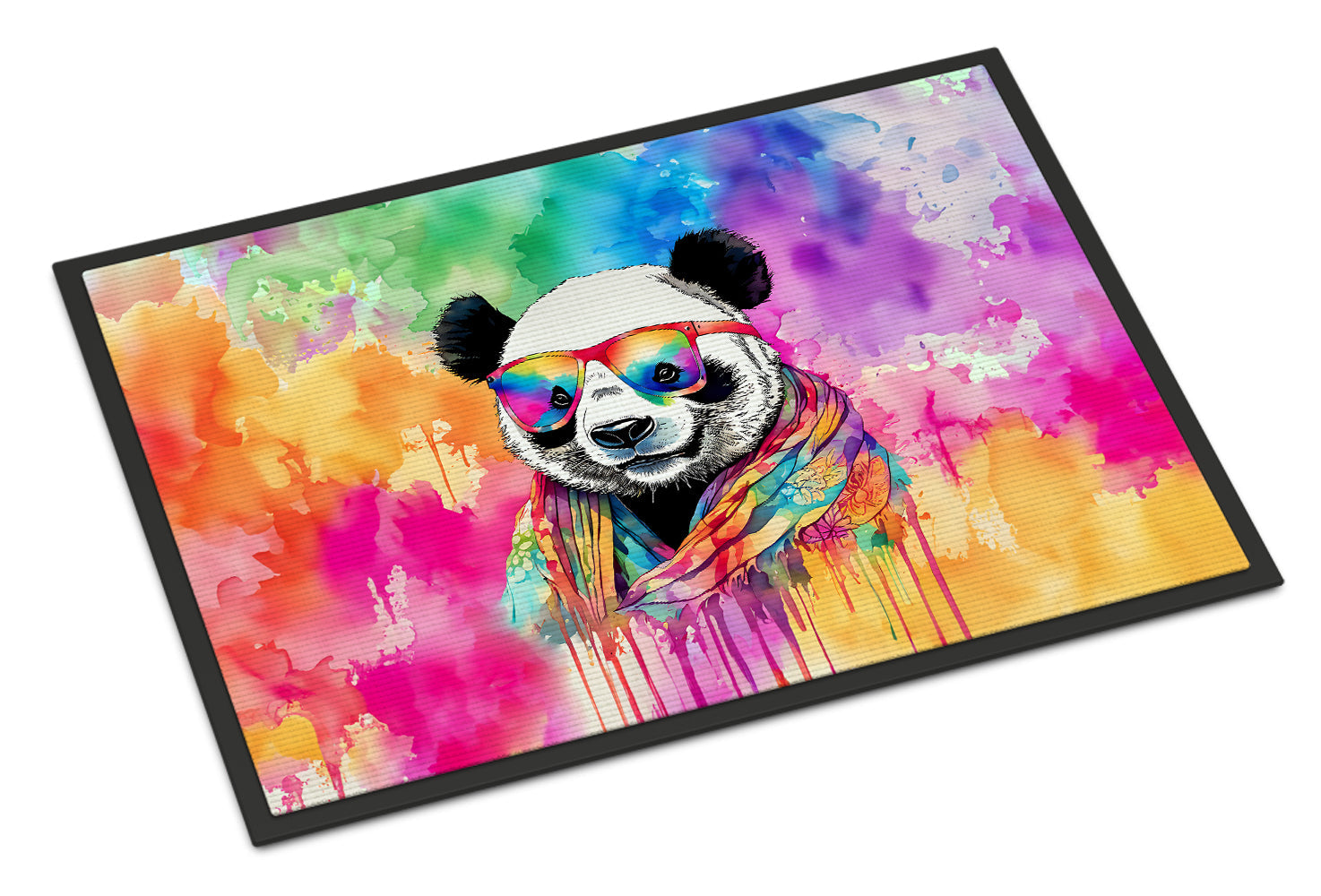 Hippie Animal Panda Doormat Indoor Outdoor 18H X 27W Front Door Mat Rugs for Entryway, Non Slip Washable