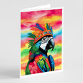 Hippie Animal Parrot Greeting Cards Pack of 8 Blank Cards with Envelopes Whimsical A7 Size 5x7