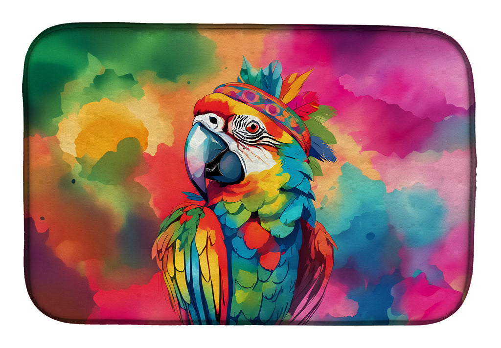 Hippie Animal Parrot Dish Drying Mat Absorbent Dish Drying Mat Pad for Kitchen Counter Dish Drainer Mat for Countertop, 14 x 21", Multicolor