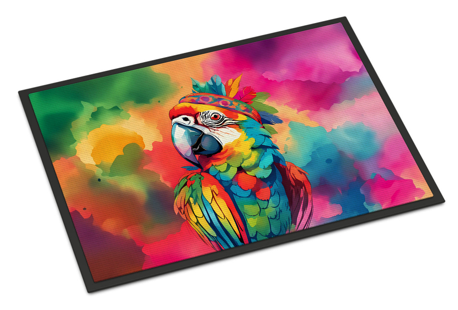 Hippie Animal Parrot Doormat Indoor Outdoor 18H X 27W Front Door Mat Rugs for Entryway, Non Slip Washable