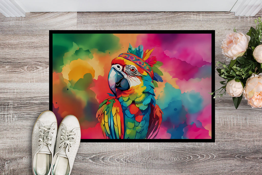 Hippie Animal Parrot Doormat Indoor Outdoor 18H X 27W Front Door Mat Rugs for Entryway, Non Slip Washable