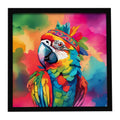 Hippie Animal Parrot Framed Metal Print Bathroom, Kitchen, Office, Home Decor Wall Art Ready to Hang, Square, 8X8