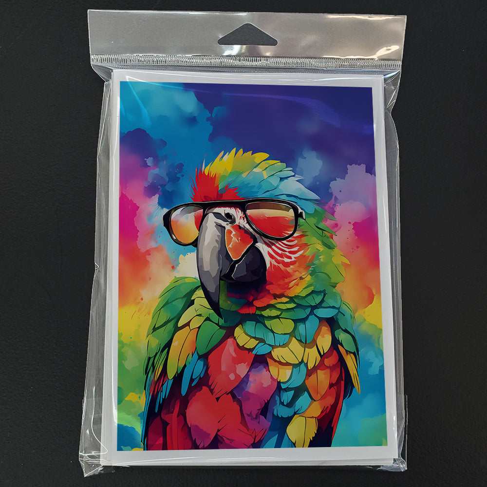Hippie Animal Parrot Greeting Cards Pack of 8 Blank Cards with Envelopes Whimsical A7 Size 5x7