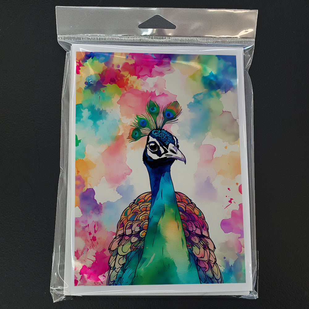 Hippie Animal Peacock Greeting Cards Pack of 8 Blank Cards with Envelopes Whimsical A7 Size 5x7