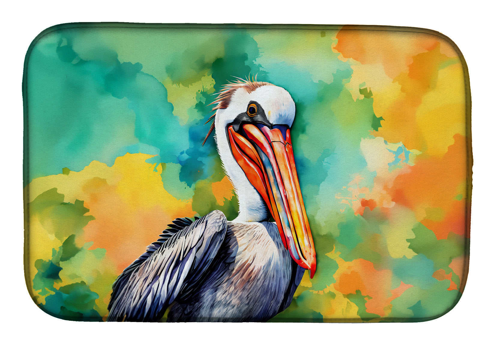 Hippie Animal Pelican Dish Drying Mat Absorbent Dish Drying Mat Pad for Kitchen Counter Dish Drainer Mat for Countertop, 14 x 21", Multicolor