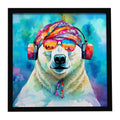Hippie Animal Polar Bear Framed Metal Print Bathroom, Kitchen, Office, Home Decor Wall Art Ready to Hang, Square, 8X8