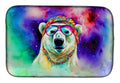 Hippie Animal Polar Bear Dish Drying Mat Absorbent Dish Drying Mat Pad for Kitchen Counter Dish Drainer Mat for Countertop, 14 x 21", Multicolor