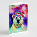 Hippie Animal Polar Bear Greeting Cards Pack of 8 Blank Cards with Envelopes Whimsical A7 Size 5x7