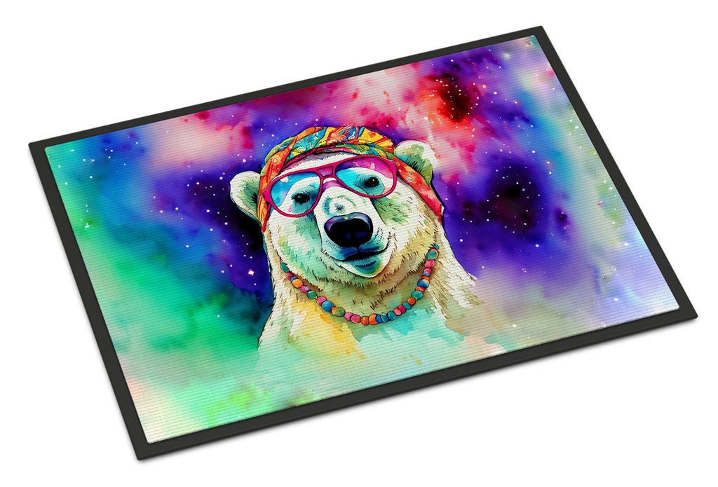 Hippie Animal Polar Bear Doormat Indoor Outdoor 24H X 36W Front Door Mat Rugs for Entryway, Non Slip Washable Low Pile,