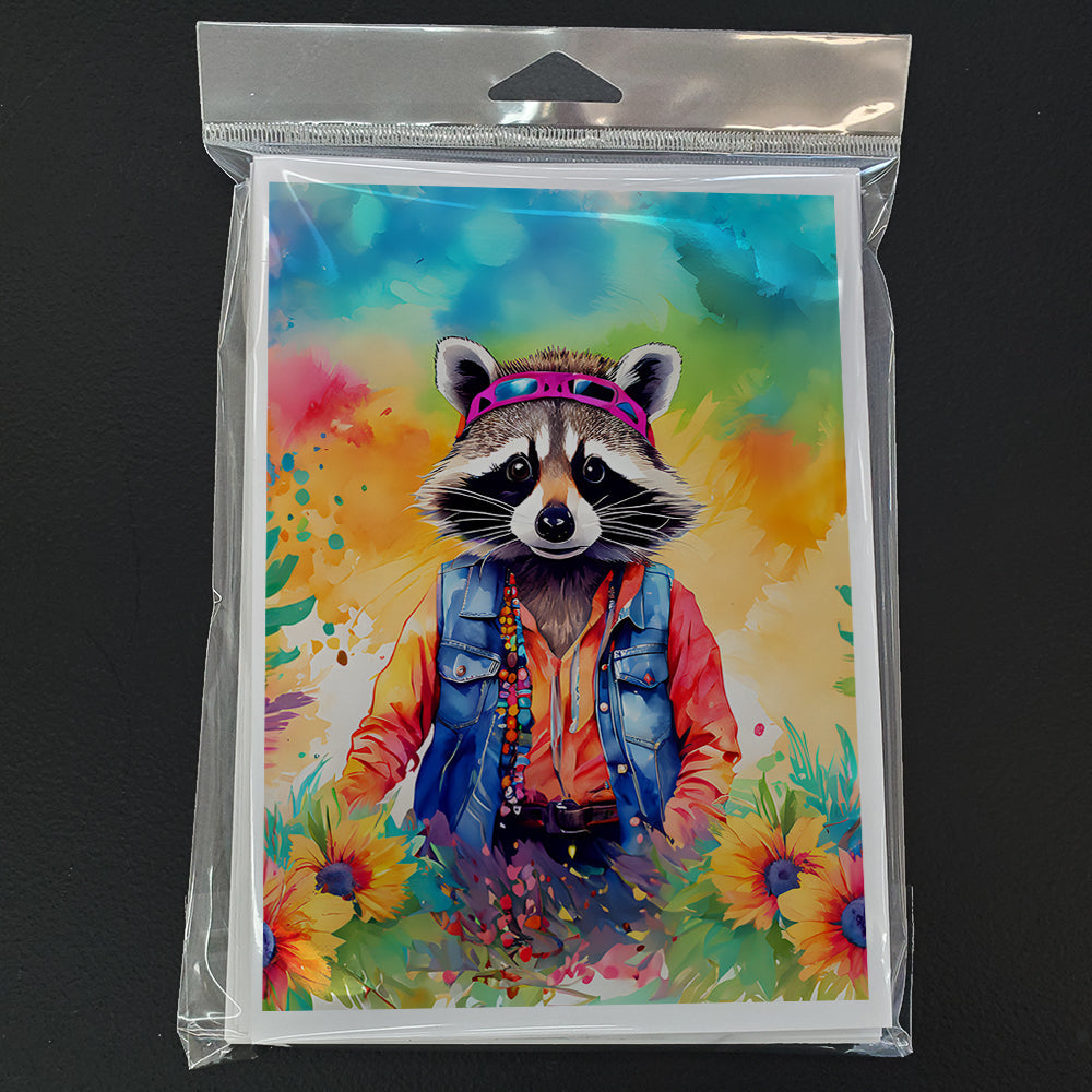 Hippie Animal Raccoon Greeting Cards Pack of 8 Blank Cards with Envelopes Whimsical A7 Size 5x7
