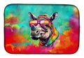 Hippie Animal Rhinoceros Dish Drying Mat Absorbent Dish Drying Mat Pad for Kitchen Counter Dish Drainer Mat for Countertop, 14 x 21", Multicolor