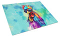 Hippie Animal Rooster Cutting Board Tempered Glass Kitchen Cutting Surface, Heat Resistant Chopping, Non-Slip Feet, Food Prep & Serving