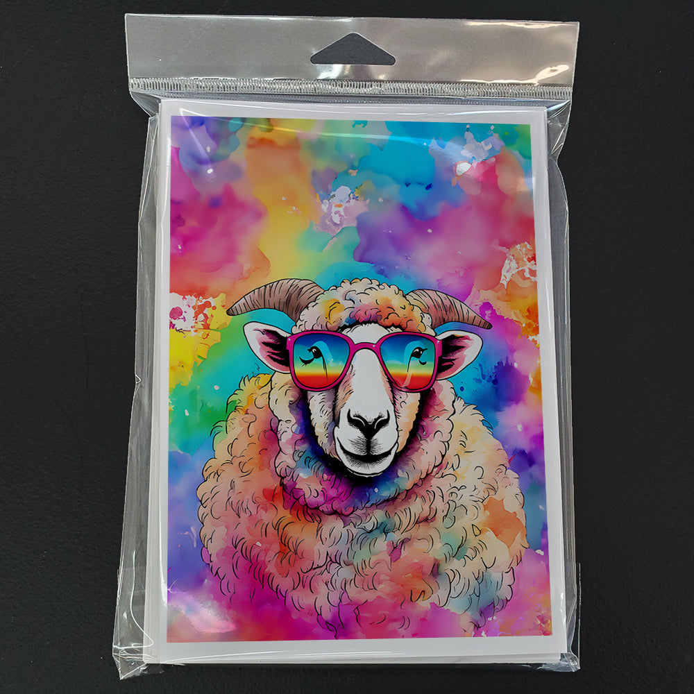 Hippie Animal Sheep Greeting Cards Pack of 8 Blank Cards with Envelopes Whimsical A7 Size 5x7
