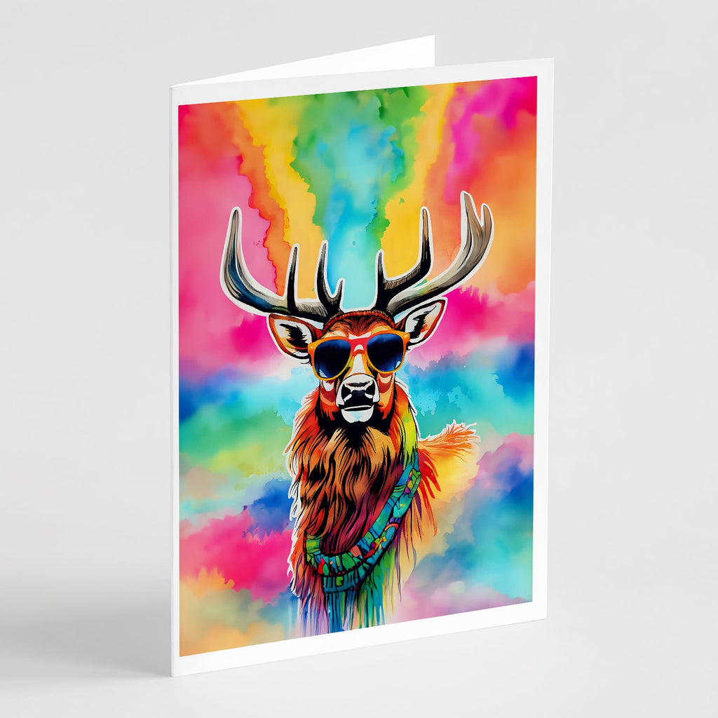 Hippie Animal Stag Deer Greeting Cards Pack of 8 Blank Cards with Envelopes Whimsical A7 Size 5x7