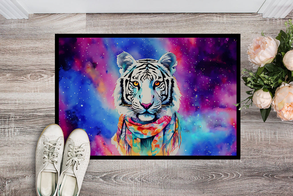Hippie Animal White Tiger Doormat Indoor Outdoor 24H X 36W Front Door Mat Rugs for Entryway, Non Slip Washable Low Pile,