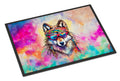 Hippie Animal Wolf Doormat Indoor Outdoor 24H X 36W Front Door Mat Rugs for Entryway, Non Slip Washable Low Pile,