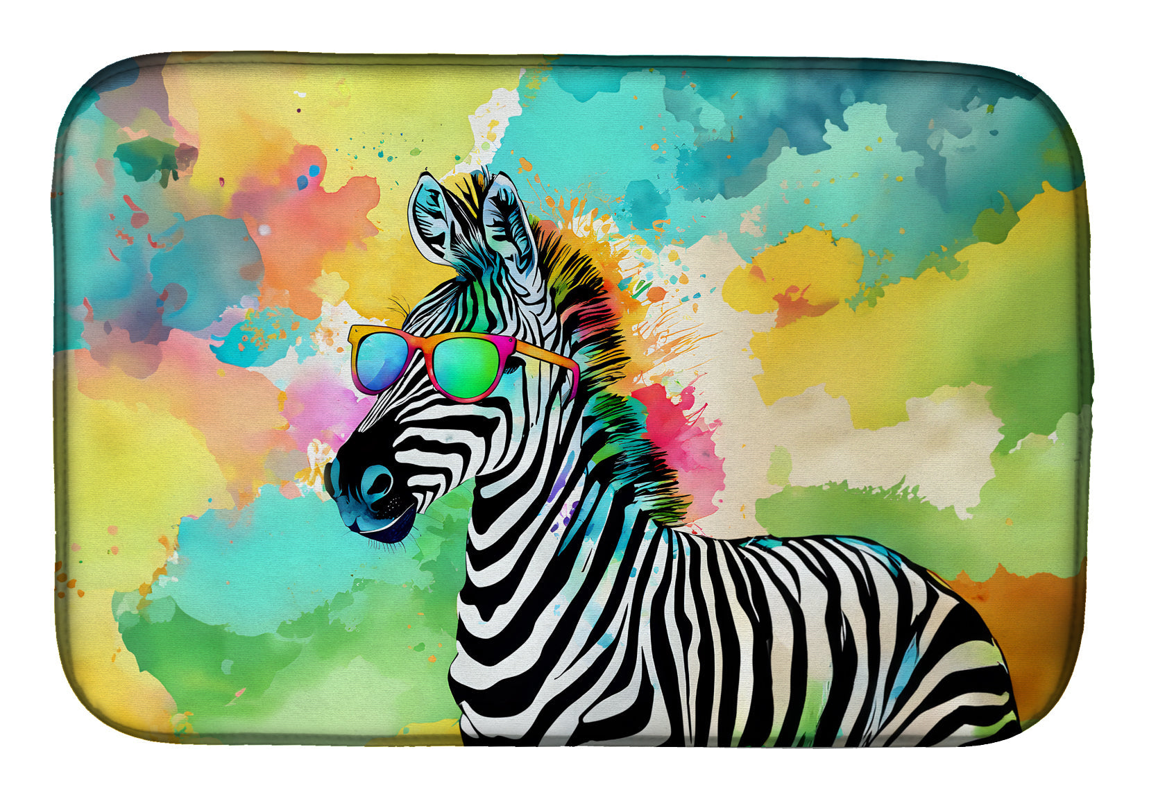 Hippie Animal Zebra Dish Drying Mat Absorbent Dish Drying Mat Pad for Kitchen Counter Dish Drainer Mat for Countertop, 14 x 21", Multicolor