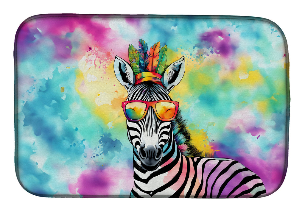 Hippie Animal Zebra Dish Drying Mat Absorbent Dish Drying Mat Pad for Kitchen Counter Dish Drainer Mat for Countertop, 14 x 21", Multicolor