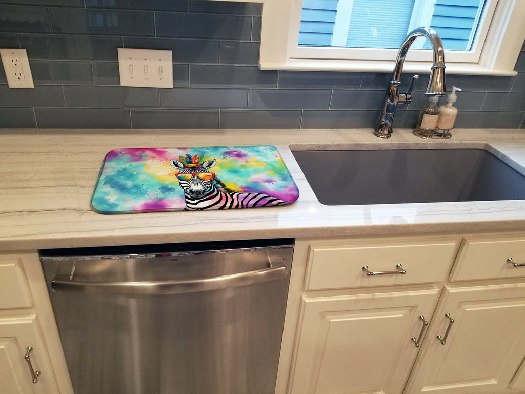 Hippie Animal Zebra Dish Drying Mat Absorbent Dish Drying Mat Pad for Kitchen Counter Dish Drainer Mat for Countertop, 14 x 21", Multicolor