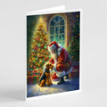 Airedale Terrier and Santa Claus Greeting Cards Pack of 8 Blank Cards with Envelopes Whimsical A7 Size 5x7