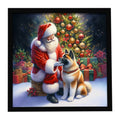 Akita and Santa Claus Framed Metal Print Bathroom, Kitchen, Office, Home Decor Wall Art Ready to Hang, Square, 8X8