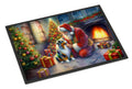 Australian Shepherd and Santa Claus Doormat Indoor Outdoor 18H X 27W Front Door Mat Rugs for Entryway, Non Slip Washable