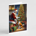 Basenji and Santa Claus Greeting Cards Pack of 8 Blank Cards with Envelopes Whimsical A7 Size 5x7