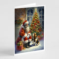 Basset Hound and Santa Claus Greeting Cards Pack of 8 Blank Cards with Envelopes Whimsical A7 Size 5x7