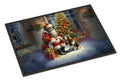 Basset Hound and Santa Claus Doormat Indoor Outdoor 24H X 36W Front Door Mat Rugs for Entryway, Non Slip Washable Low Pile,
