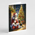 Beagle and Santa Claus Greeting Cards Pack of 8 Blank Cards with Envelopes Whimsical A7 Size 5x7