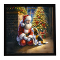 Beagle and Santa Claus Framed Metal Print Bathroom, Kitchen, Office, Home Decor Wall Art Ready to Hang, Square, 8X8