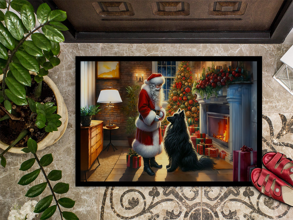 Belgian Sheepdog and Santa Claus Doormat Indoor Outdoor 24H X 36W Front Door Mat Rugs for Entryway, Non Slip Washable Low Pile,