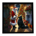 Belgian Sheepdog and Santa Claus Framed Metal Print Bathroom, Kitchen, Office, Home Decor Wall Art Ready to Hang, Square, 8X8