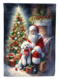 Bichon Frise and Santa Claus Garden Flag Mailbox Decorative Yard Banner Outside Patio Artwork for Flower Beds, Garden Size, Multicolor