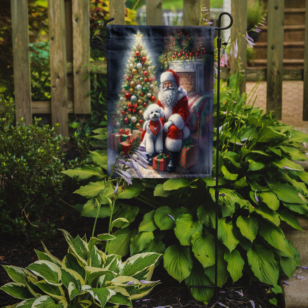 Bichon Frise and Santa Claus Garden Flag Mailbox Decorative Yard Banner Outside Patio Artwork for Flower Beds, Garden Size, Multicolor