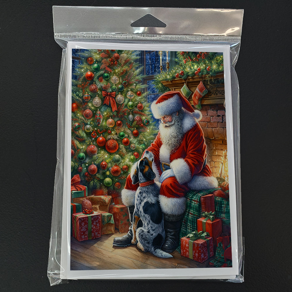 Bluetick Hound and Santa Claus Greeting Cards Pack of 8 Blank Cards with Envelopes Whimsical A7 Size 5x7