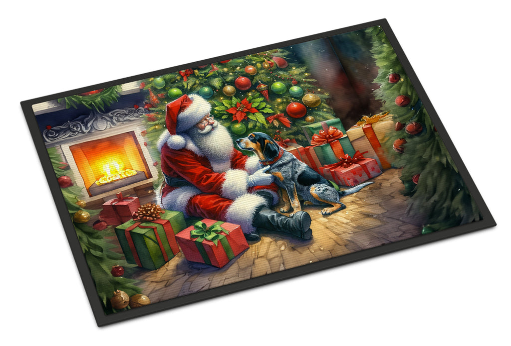 Bluetick Hound and Santa Claus Doormat Indoor Outdoor 18H X 27W Front Door Mat Rugs for Entryway, Non Slip Washable