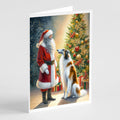 Borzoi and Santa Claus Greeting Cards Pack of 8 Blank Cards with Envelopes Whimsical A7 Size 5x7
