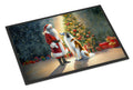 Borzoi and Santa Claus Doormat Indoor Outdoor 18H X 27W Front Door Mat Rugs for Entryway, Non Slip Washable