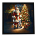 Boxer and Santa Claus Framed Metal Print Bathroom, Kitchen, Office, Home Decor Wall Art Ready to Hang, Square, 8X8