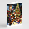 Brittany and Santa Claus Greeting Cards Pack of 8 Blank Cards with Envelopes Whimsical A7 Size 5x7