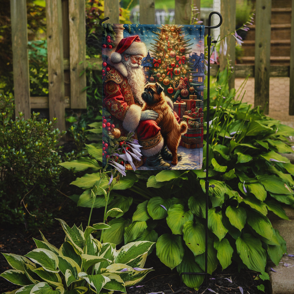 Brussels Griffon and Santa Claus Garden Flag Mailbox Decorative Yard Banner Outside Patio Artwork for Flower Beds, Garden Size, Multicolor