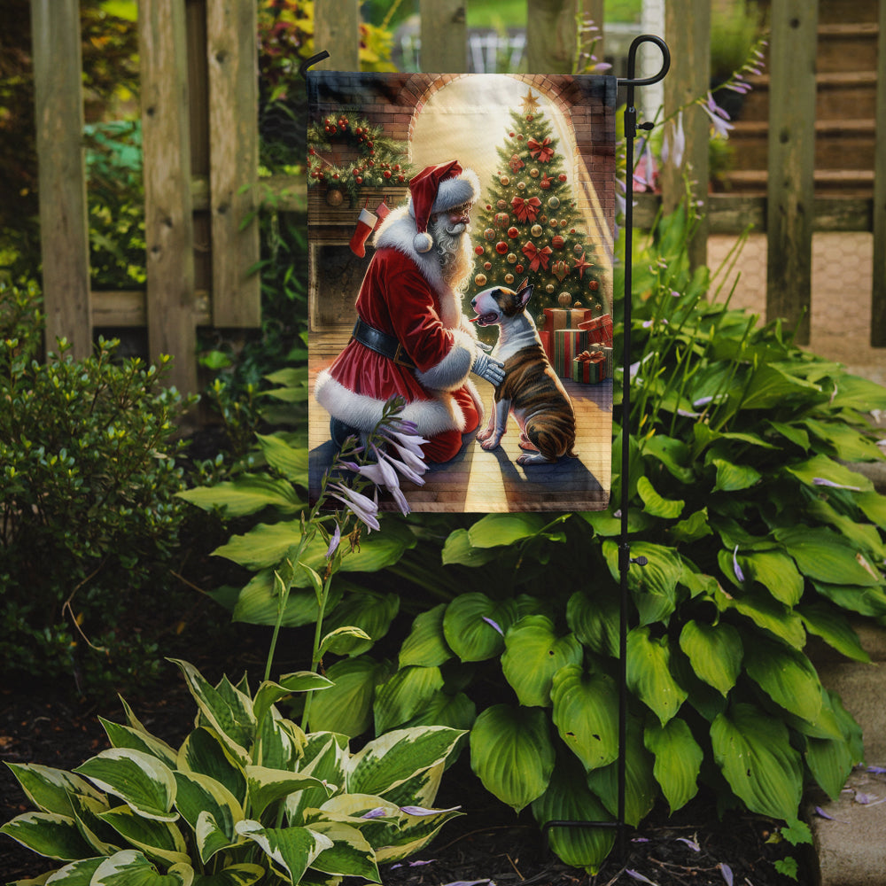 Bull Terrier and Santa Claus Garden Flag Mailbox Decorative Yard Banner Outside Patio Artwork for Flower Beds, Garden Size, Multicolor