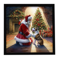 Bull Terrier and Santa Claus Framed Metal Print Bathroom, Kitchen, Office, Home Decor Wall Art Ready to Hang, Square, 8X8
