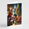 Bullmastiff and Santa Claus Greeting Cards Pack of 8 Blank Cards with Envelopes Whimsical A7 Size 5x7