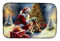 Cairn Terrier and Santa Claus Dish Drying Mat Absorbent Dish Drying Mat Pad for Kitchen Counter Dish Drainer Mat for Countertop, 14 x 21", Multicolor